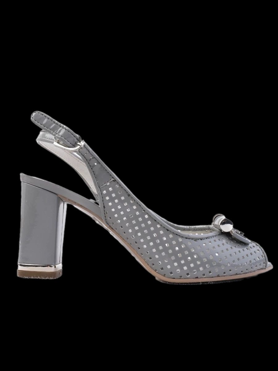 Excellent Giovanni Fabiani Gray Leather Slingback High Heel Shoes Size 35