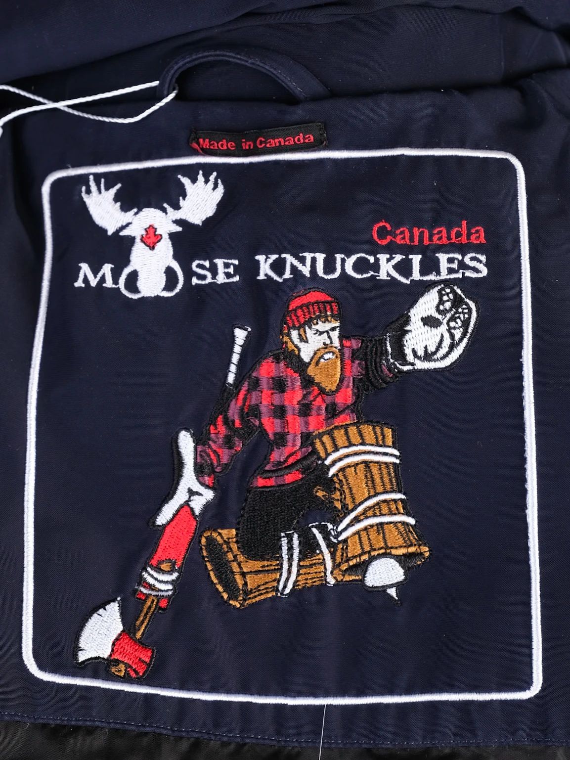 Excellent Moose Knuckles Navy Blue Parka Jacket with Fur Trim Size L