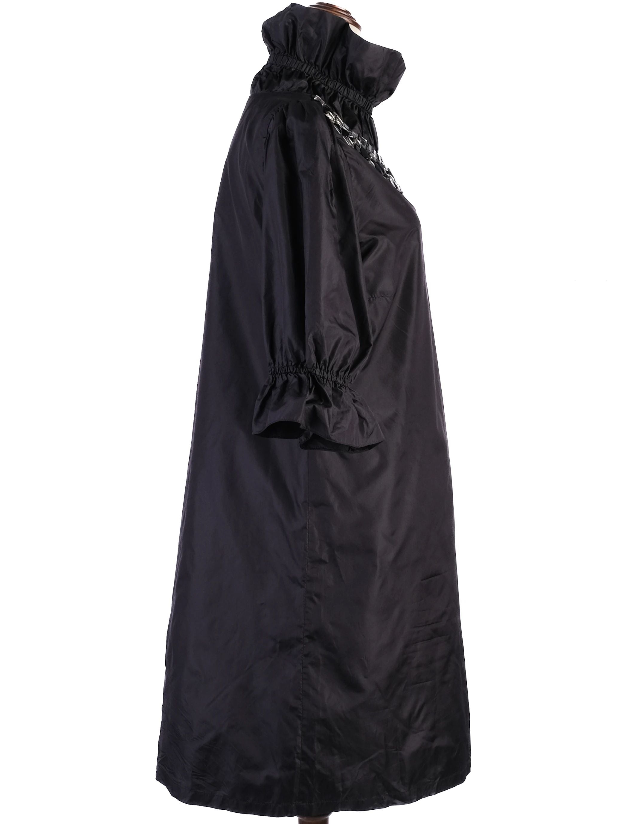 EXCELLENT Blumarine Black Silk Dress Size XL with Ruffled Collar