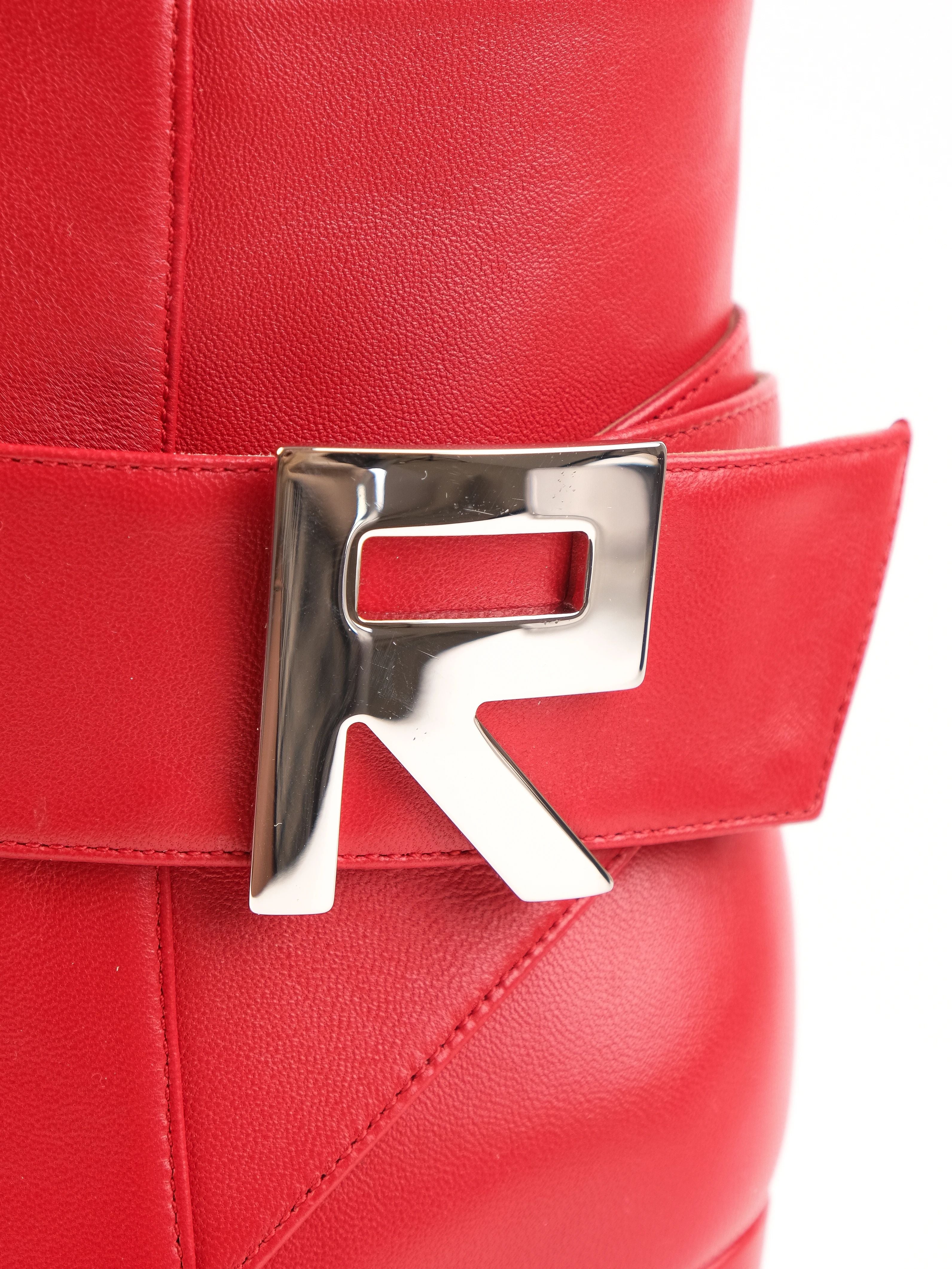 NEW Sergio Rossi Red Leather Ankle Boots Size 36.5 with Block Heel