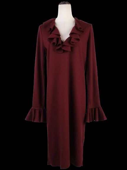 Excellent Gucci Red Wool Dress with Ruffles for Women