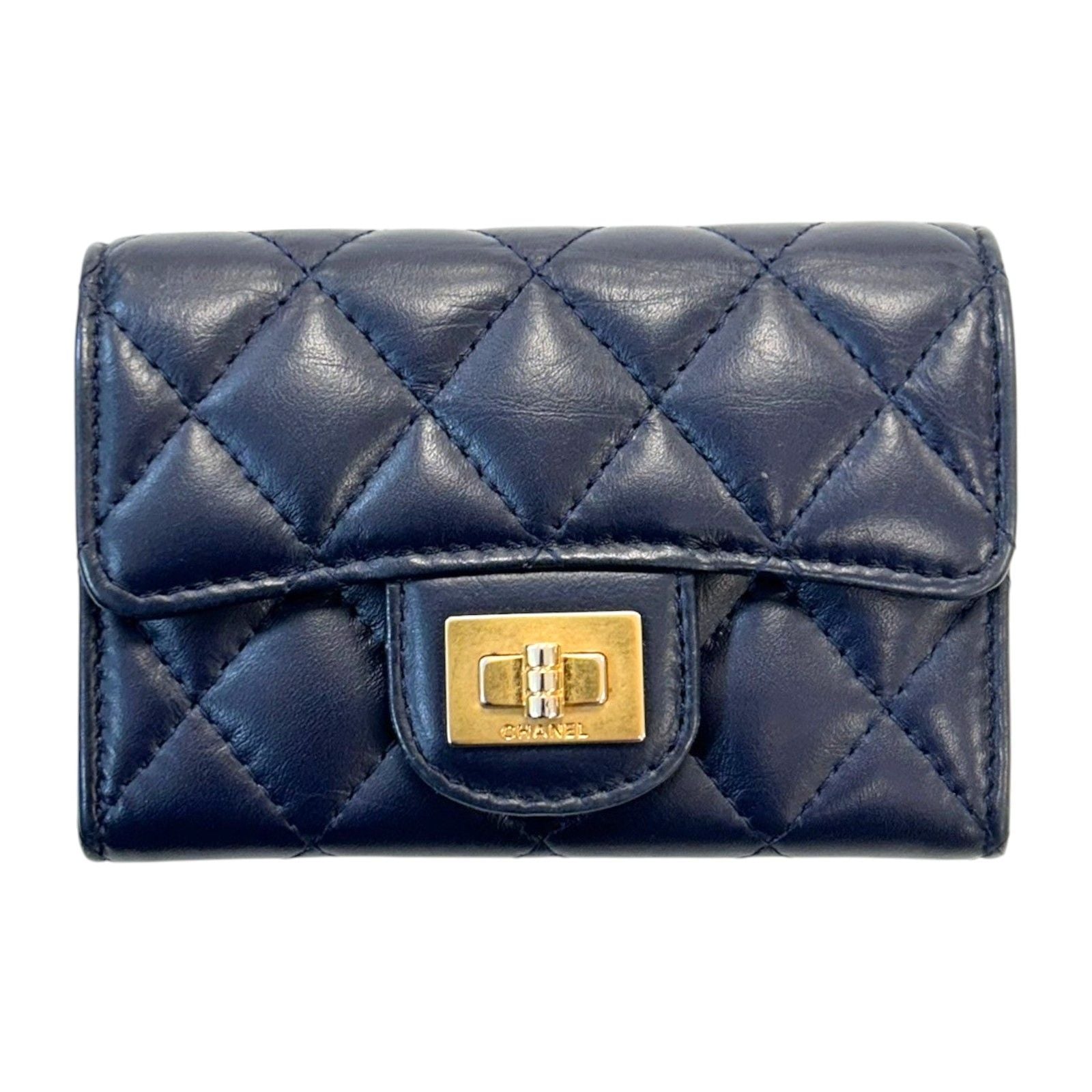 Chanel Matelasse 2.55 Coin Case Calfskin Blue Gold Plated (no Card)