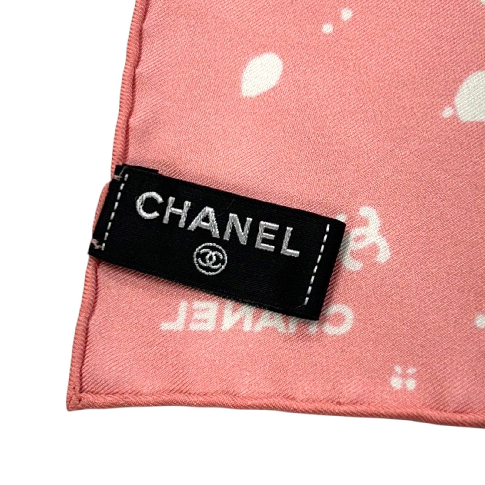 Chanel Flowers Square Scarf Silk Pink