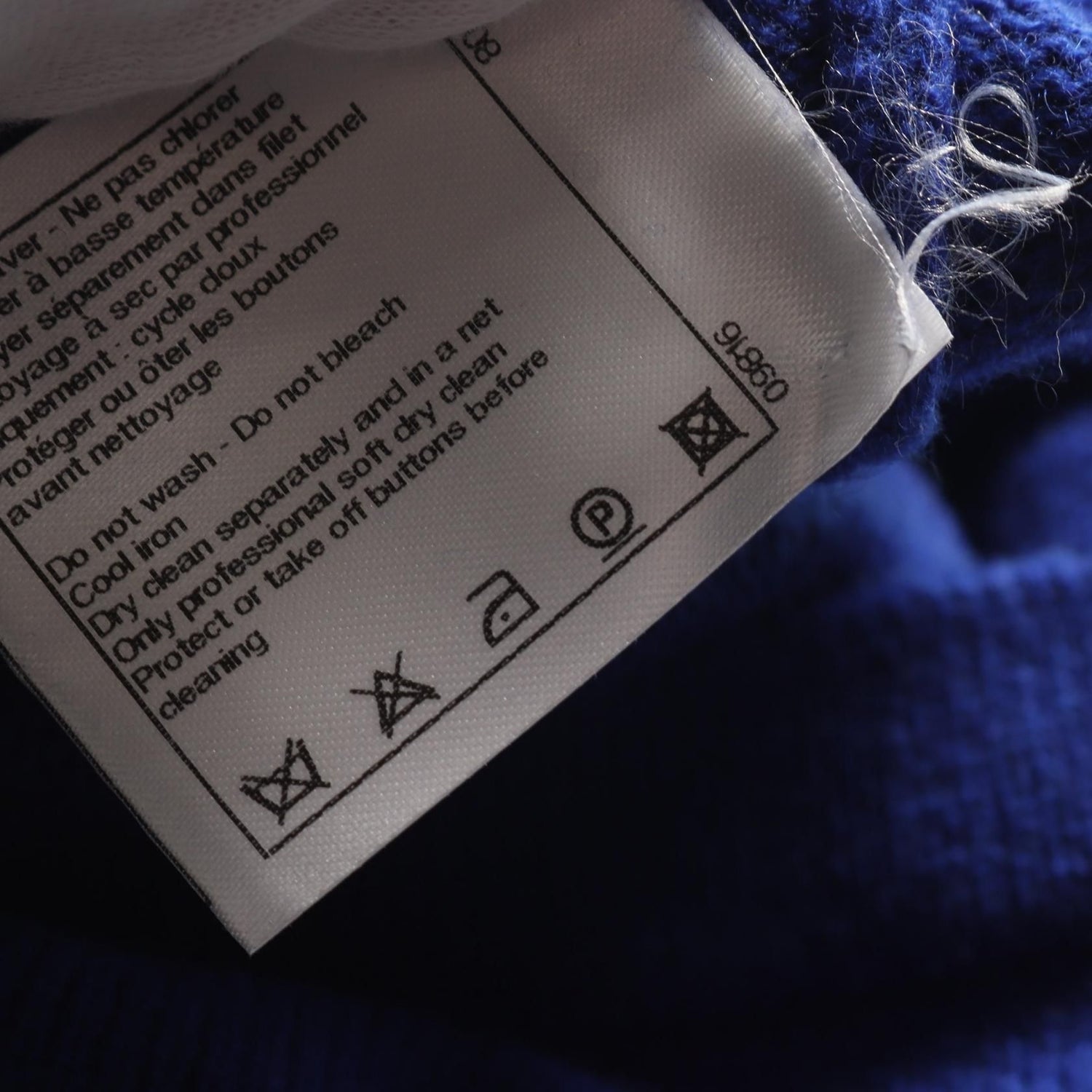 Chanel Coco Mark Button Dress P 44445k 04654 Cashmere Blue 38