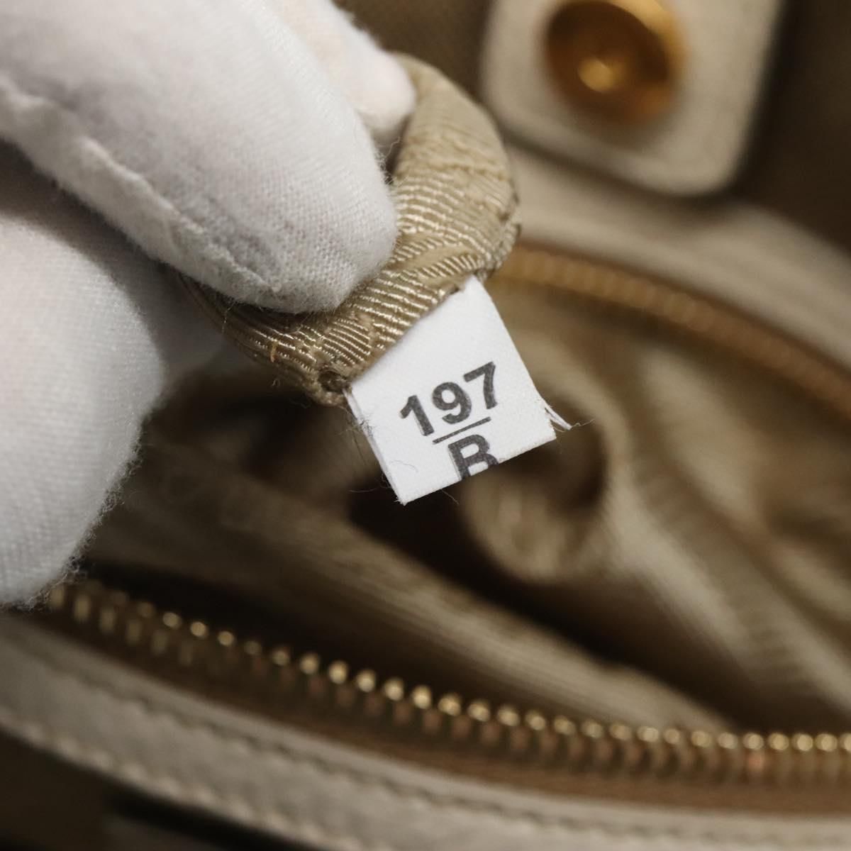 Prada Hand Bag Canvas Beige White Gold Auth