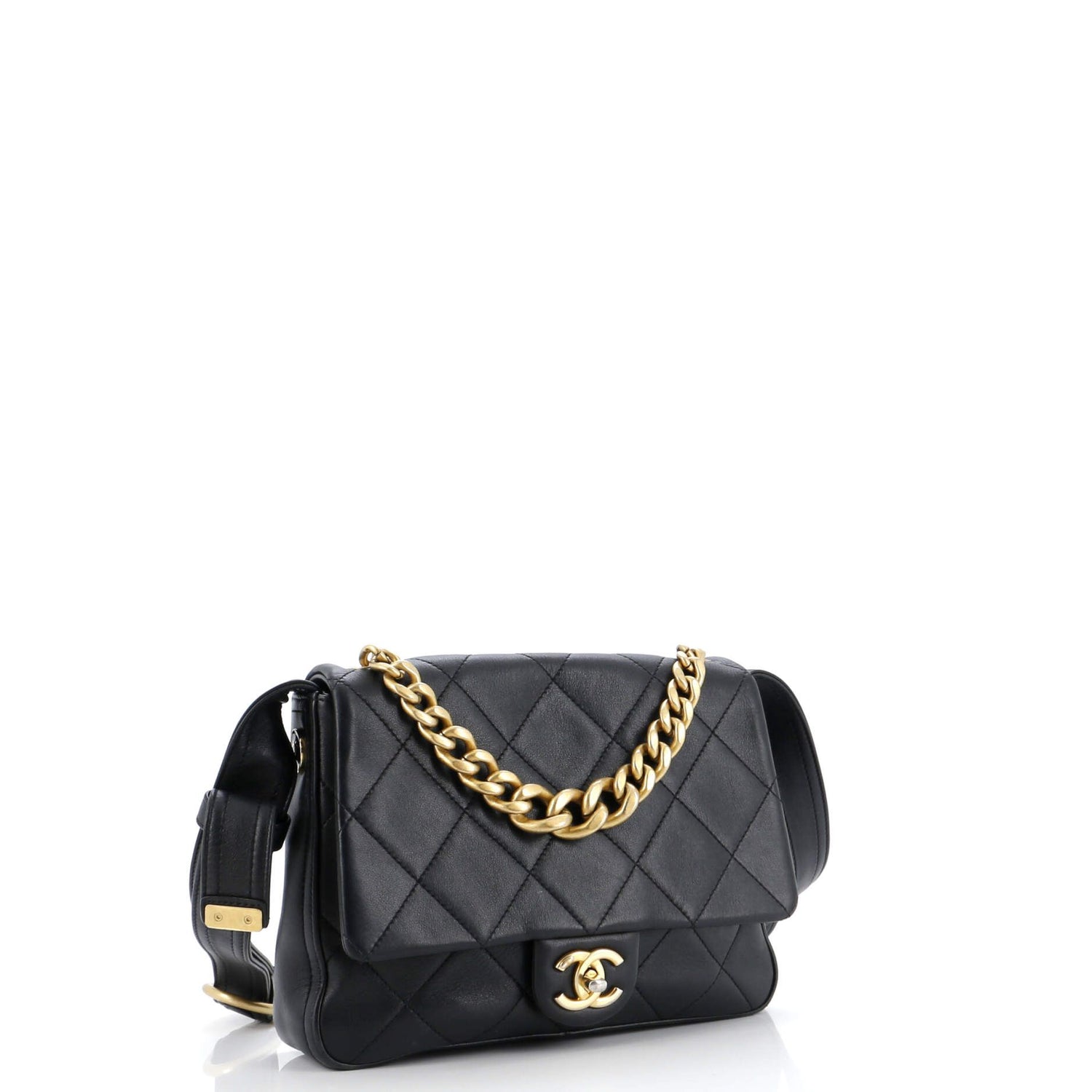 Chanel Chain Handle Flap Bag Quilted Calfskin