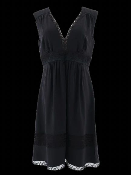 Prada Black Silk Dress with Lace Detailing Size L Excellent