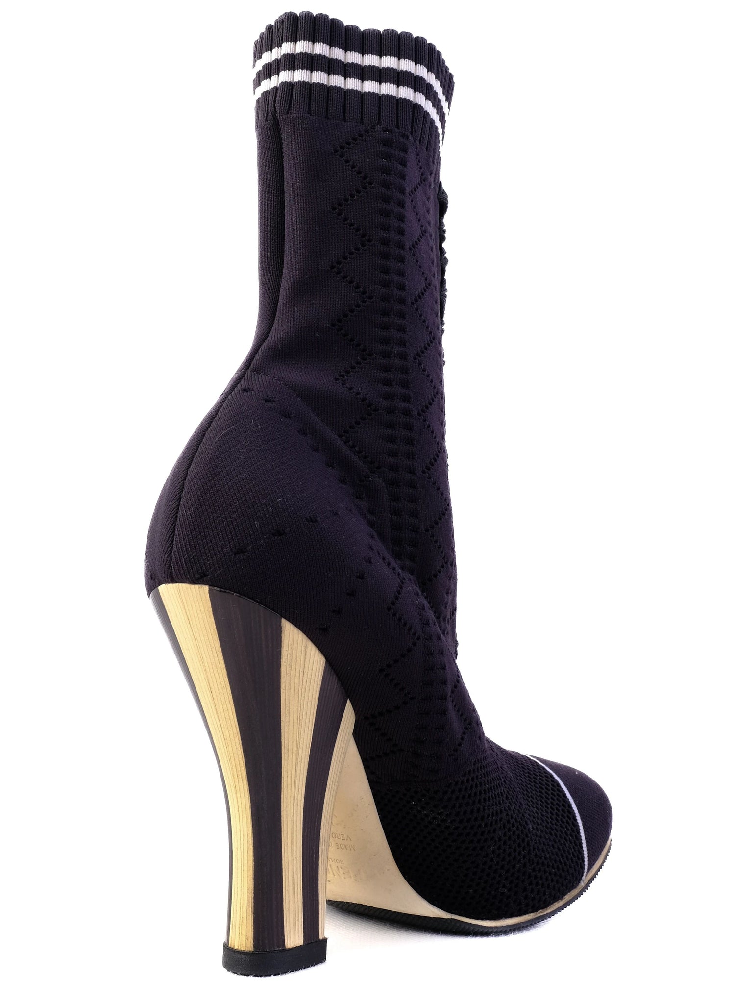 Excellent Fendi Black High-Heeled Sock Boot Shoes Size 37.5