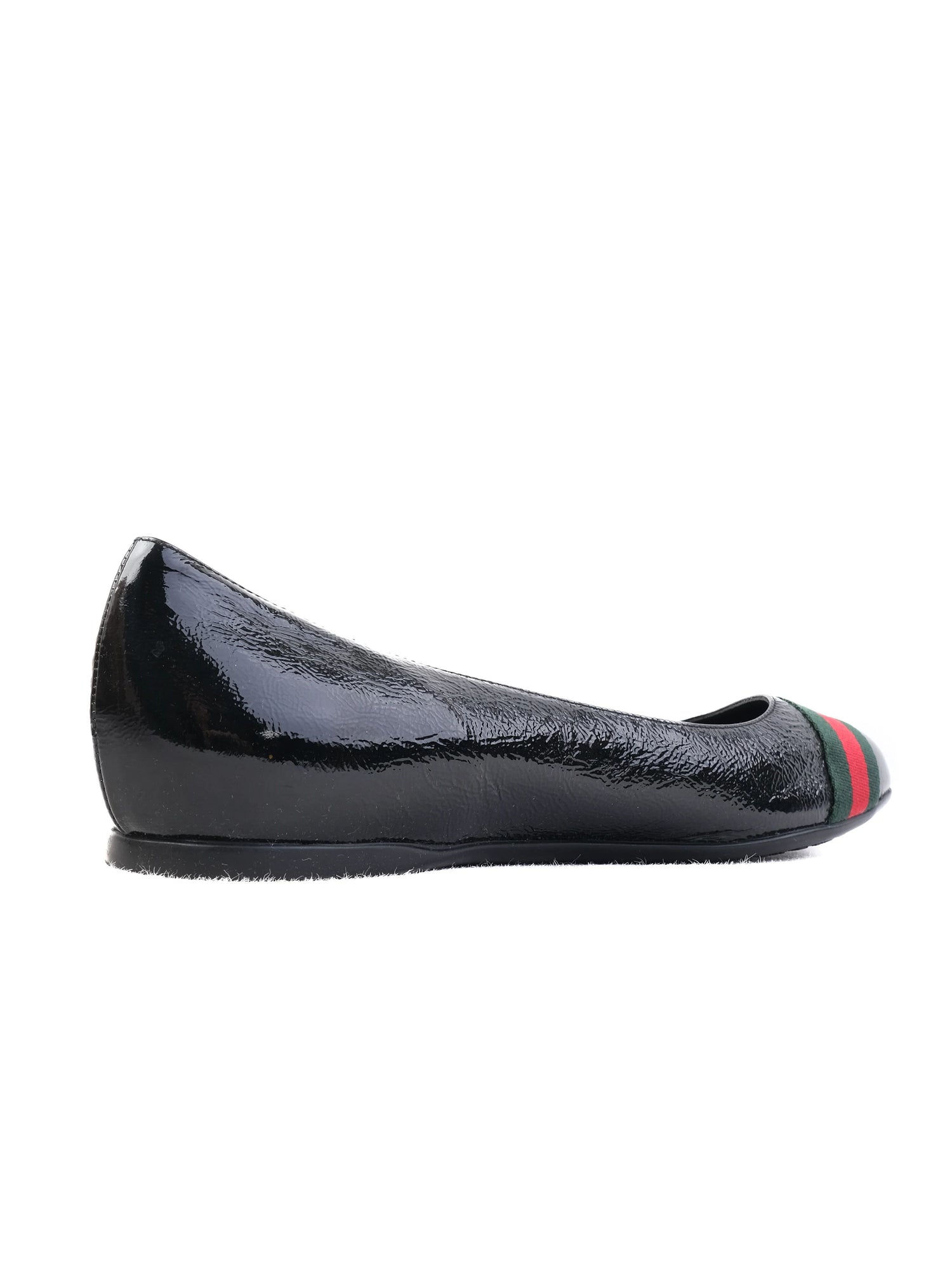 Perfect Gucci Black Leather Ballet Flats Size 41 with Iconic Stripes
