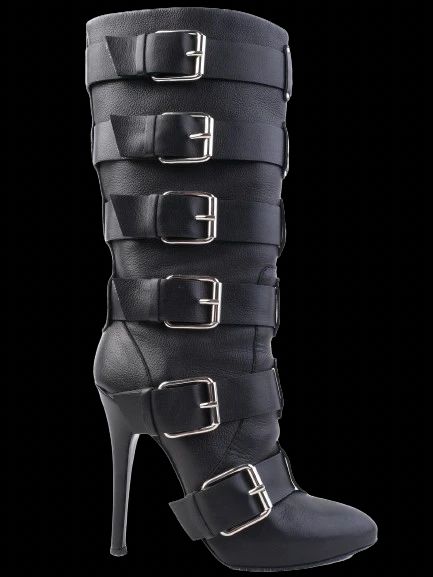 Excellent Giuseppe Zanotti & Balmain Black Leather Knee-High Boots Size 38
