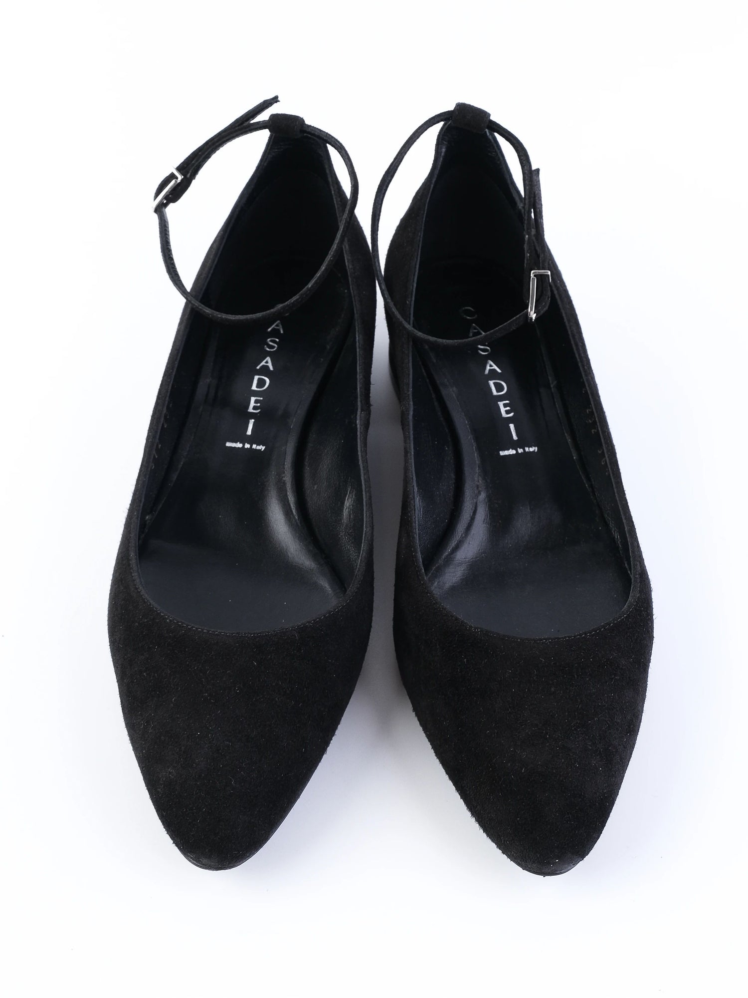 Excellent Casadei Black Genuine Suede Heels Size 36.5