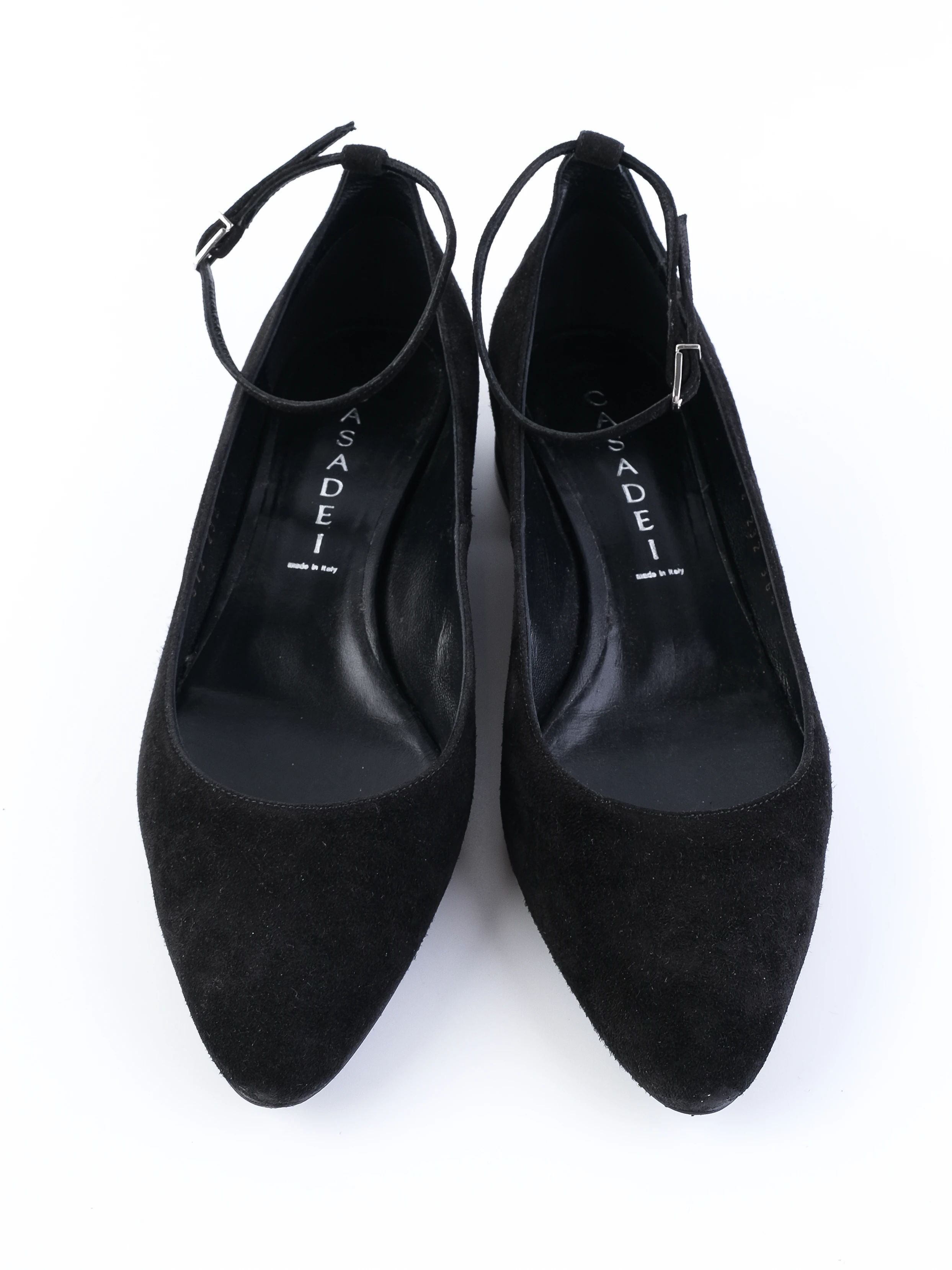 Excellent Casadei Black Genuine Suede Heels Size 36.5