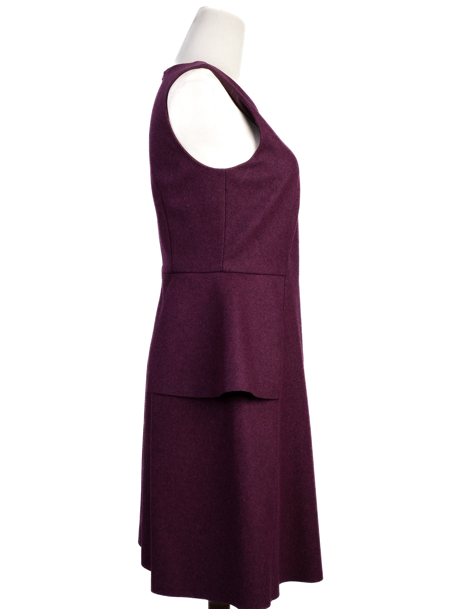 Excellent Sportmax Purple Wool Dress Size S with Peplum Detail