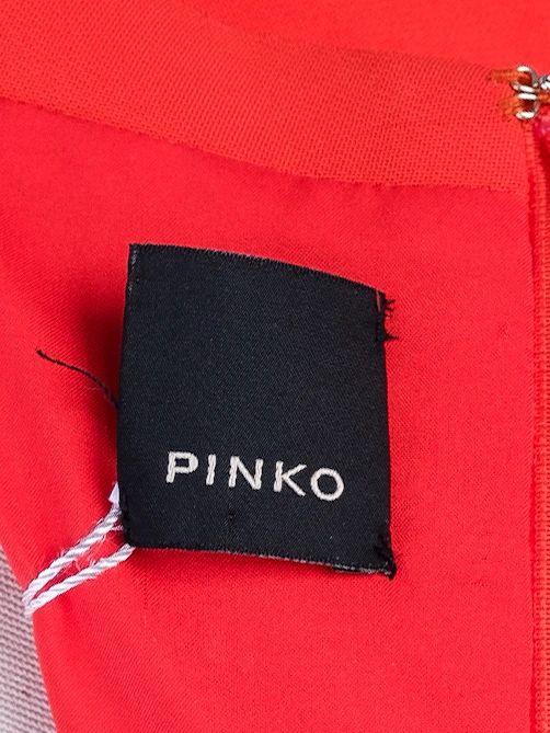 Excellent Pinko Red Long Sleeve Dress with Square Neckline