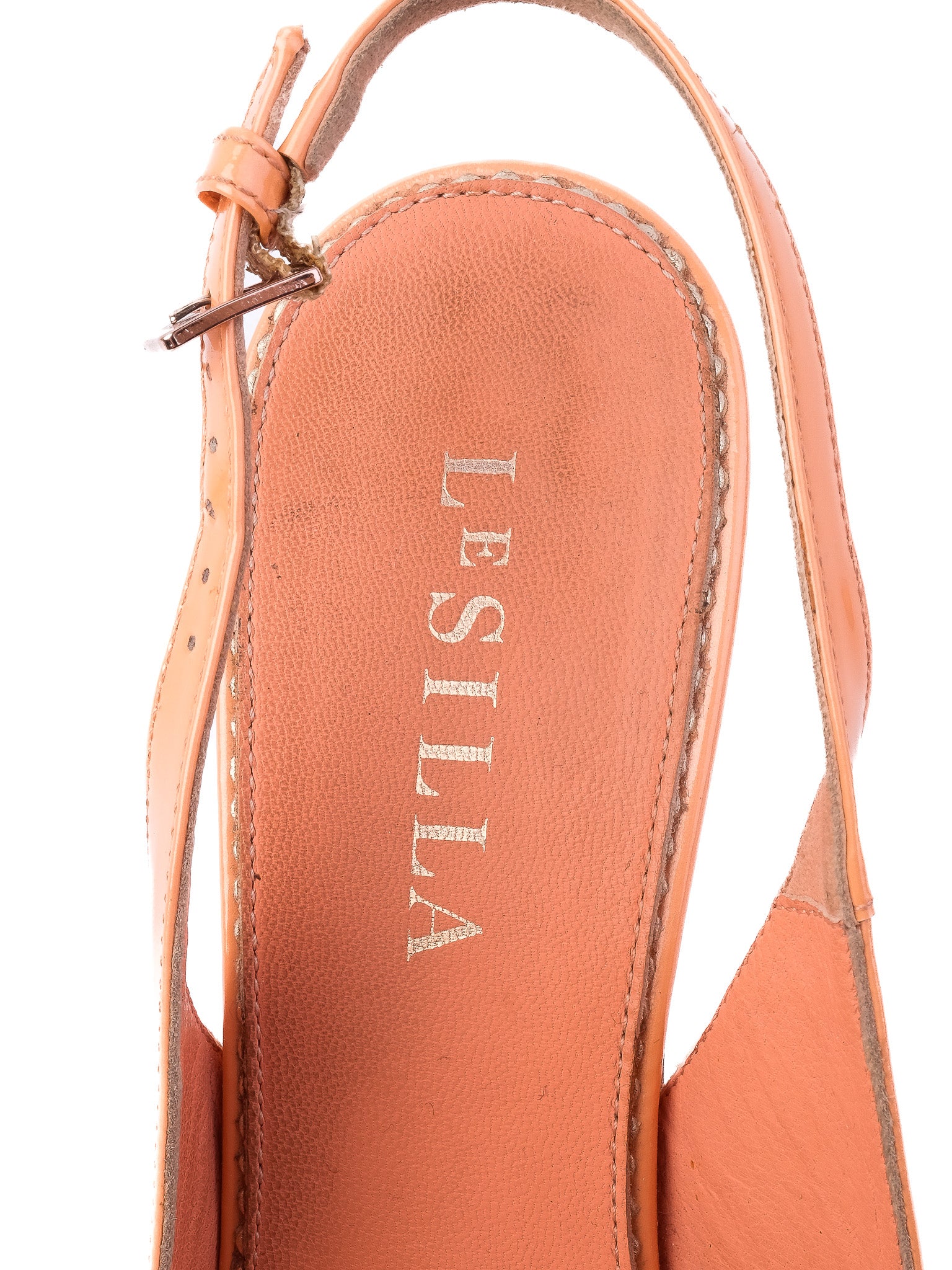 Excellent Lesilla Orange Leather Stilettos Slingback Size 37.5