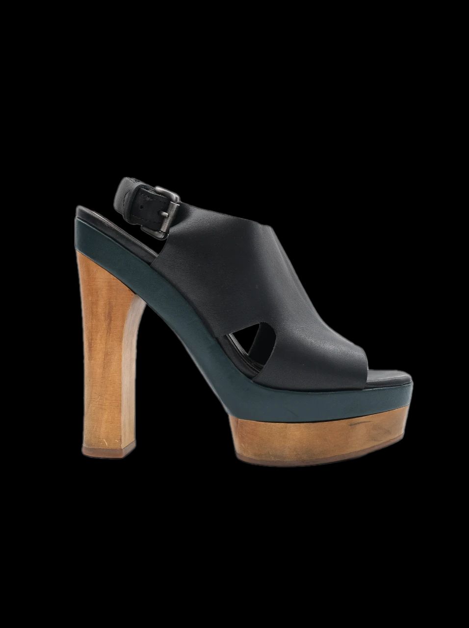 Excellent Marni High-Heeled Black Leather Sandals Size 37
