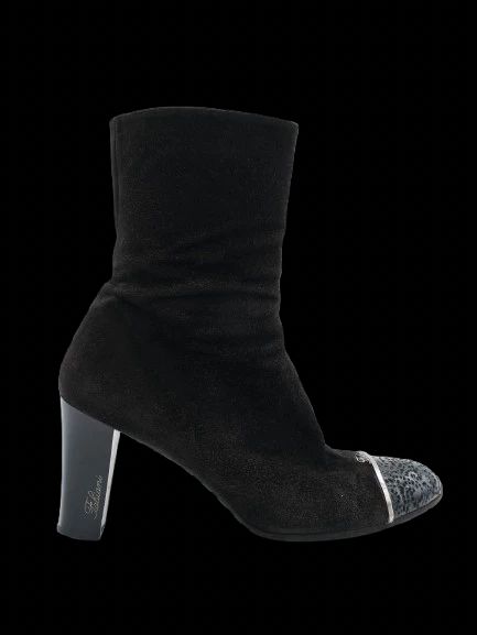 Good Fabiana Filippi Black Leather Ankle Boots Size 40 High Heel