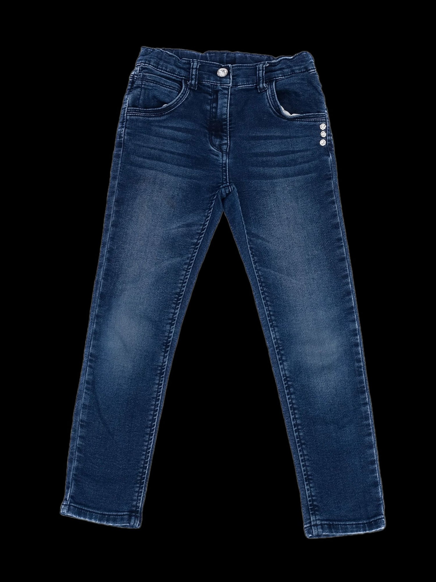 Monnalisa Excellent Blue Denim Jeans with Rhinestone Detail Size 6