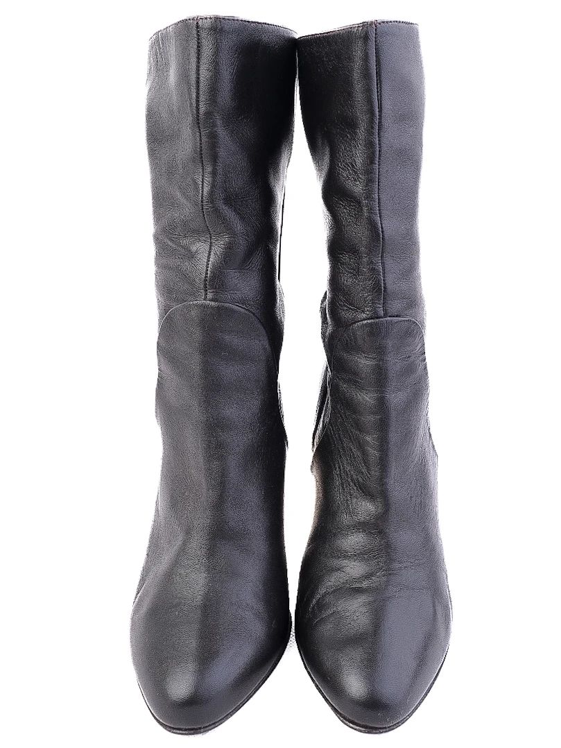 Excellent Vicini Black Leather High-Heeled Boots Size 38