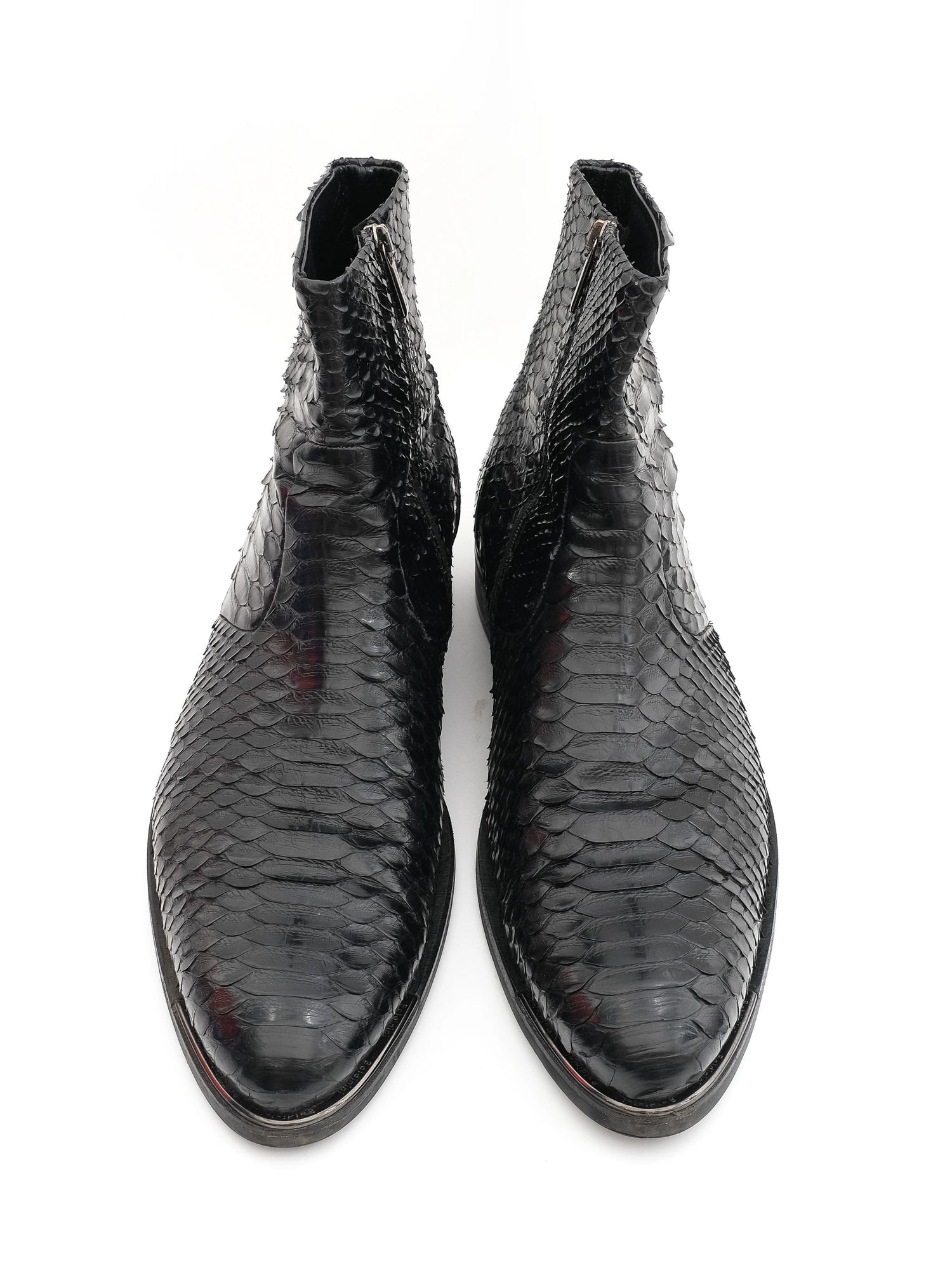 Baldinini Black Leather Snake Skin Boots Size 43 Excellent Condition