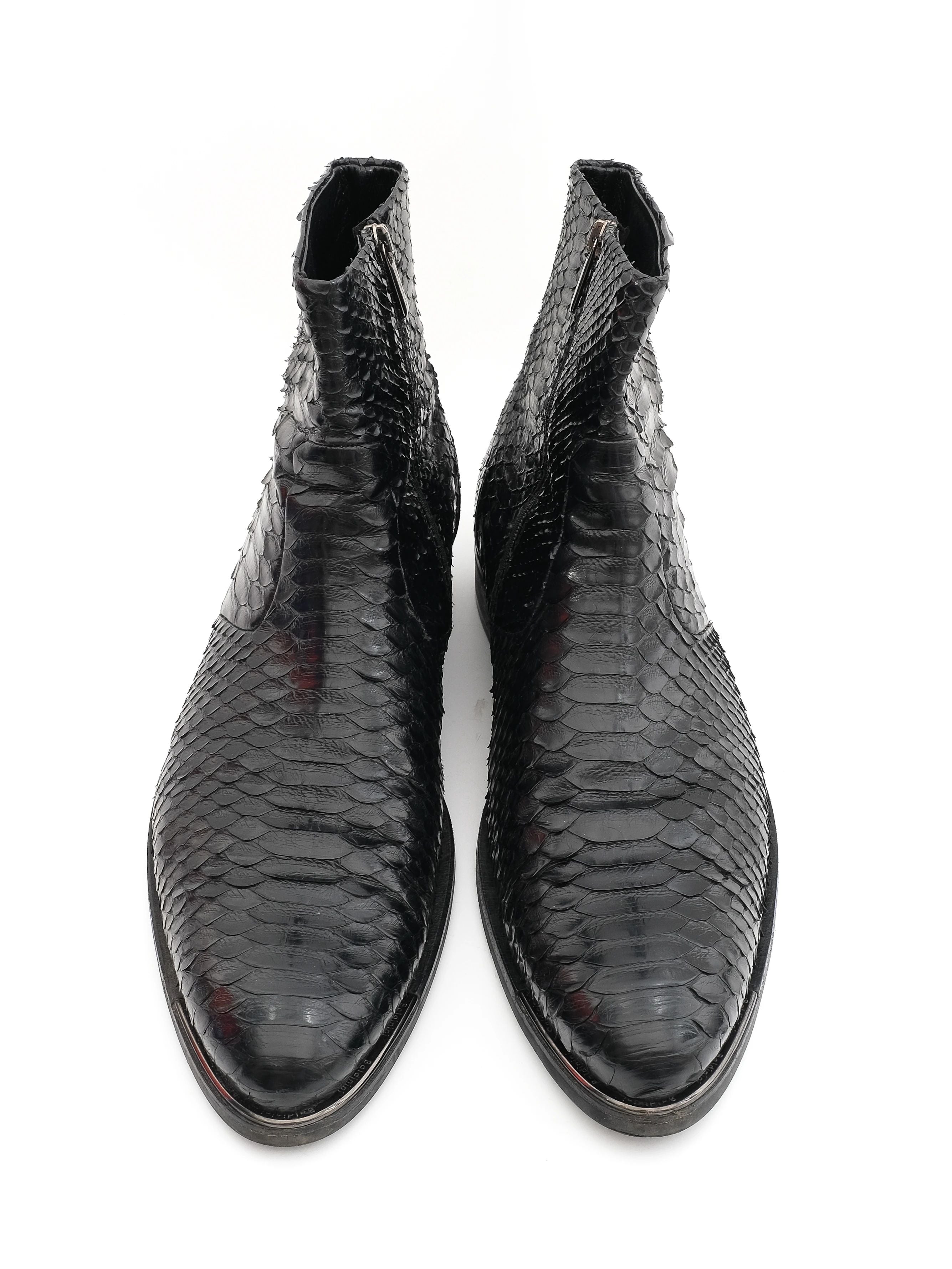 Baldinini Black Leather Snake Skin Boots Size 43 Excellent Condition