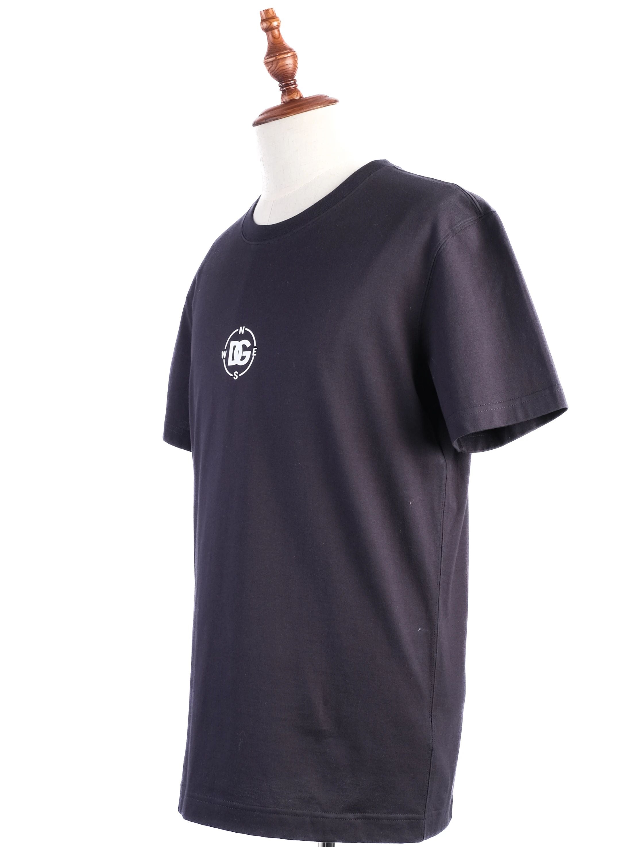 NEW Dolce Gabbana Blue Cotton T-Shirt Size S with DG Compass Logo
