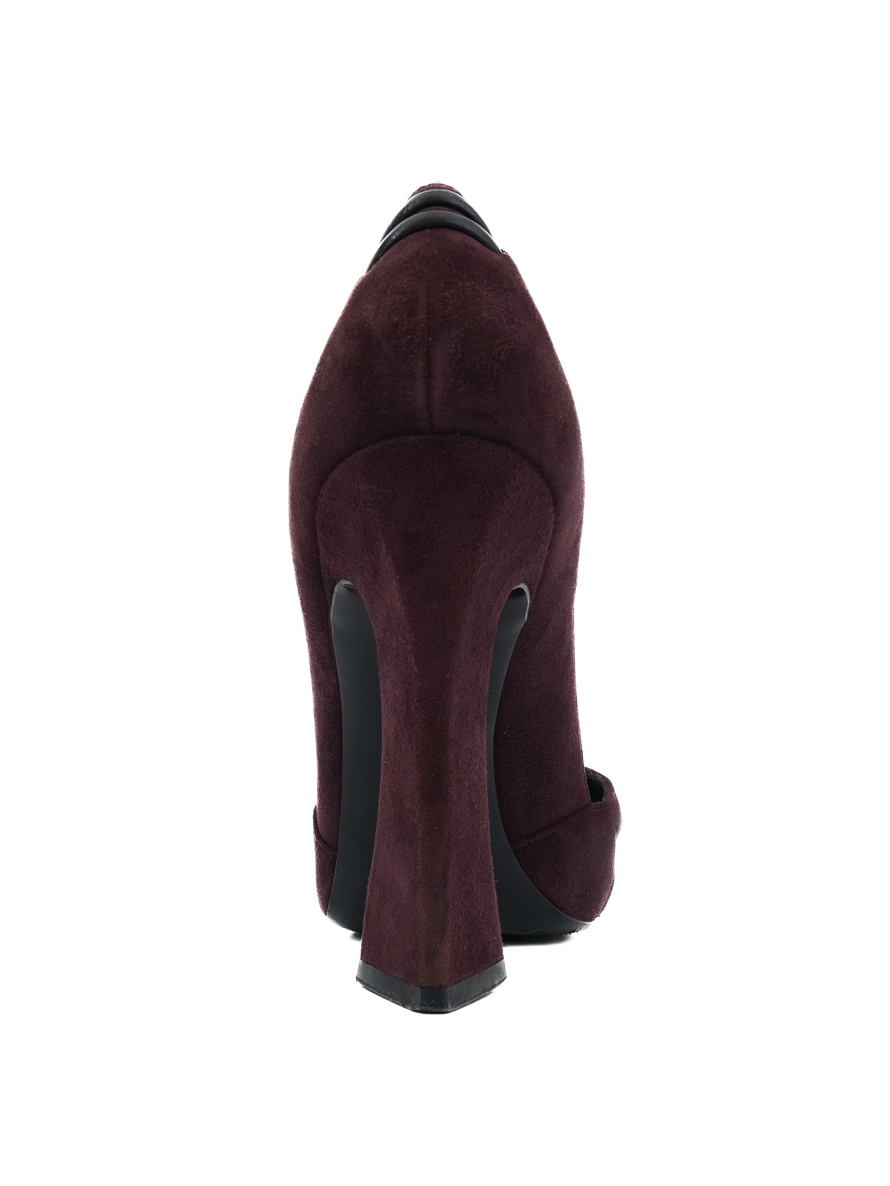 Good Donna Karan Burgundy High-Heeled Shoes Genuine Suede Size 37.5