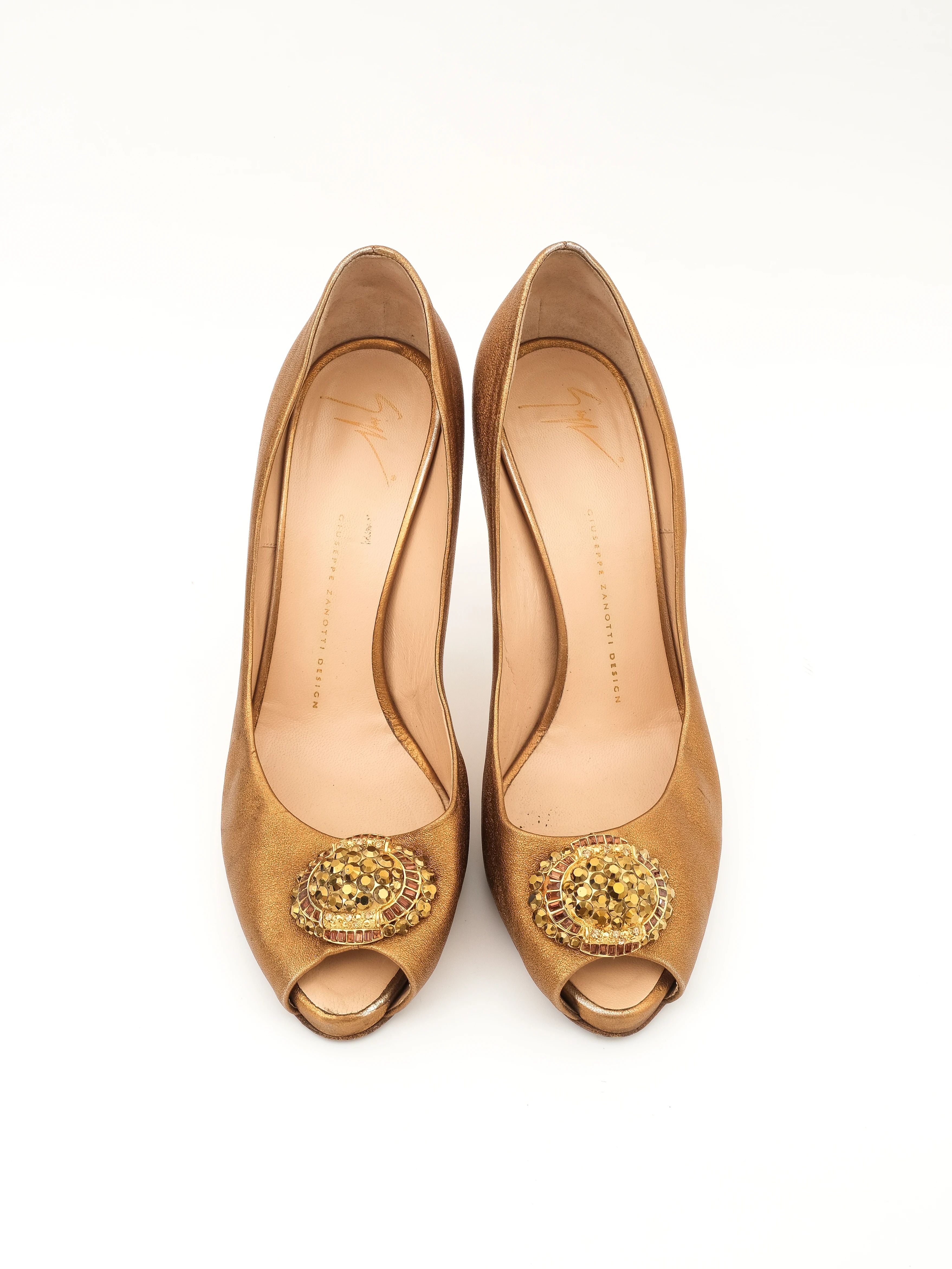 Excellent Giuseppe Zanotti Yellow Leather High-Heeled Shoes Size 40