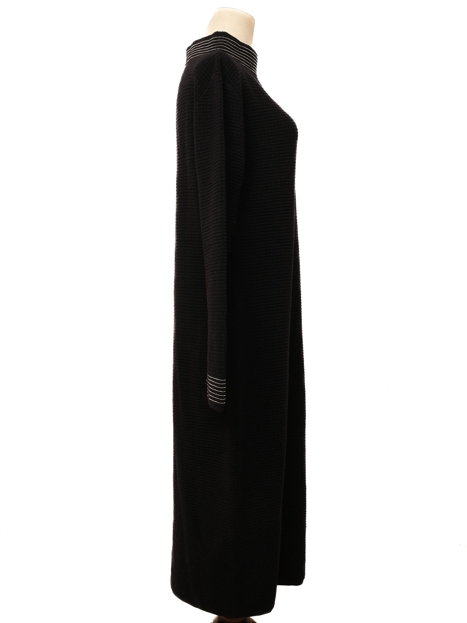 Excellent Cruciani Blue Wool Long Sleeve Dress with Striped Detailing