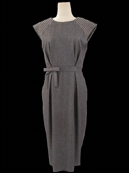 Excellent Thomas Wylde Gray Sleeveless Dress with Embellished Shoulders Size L