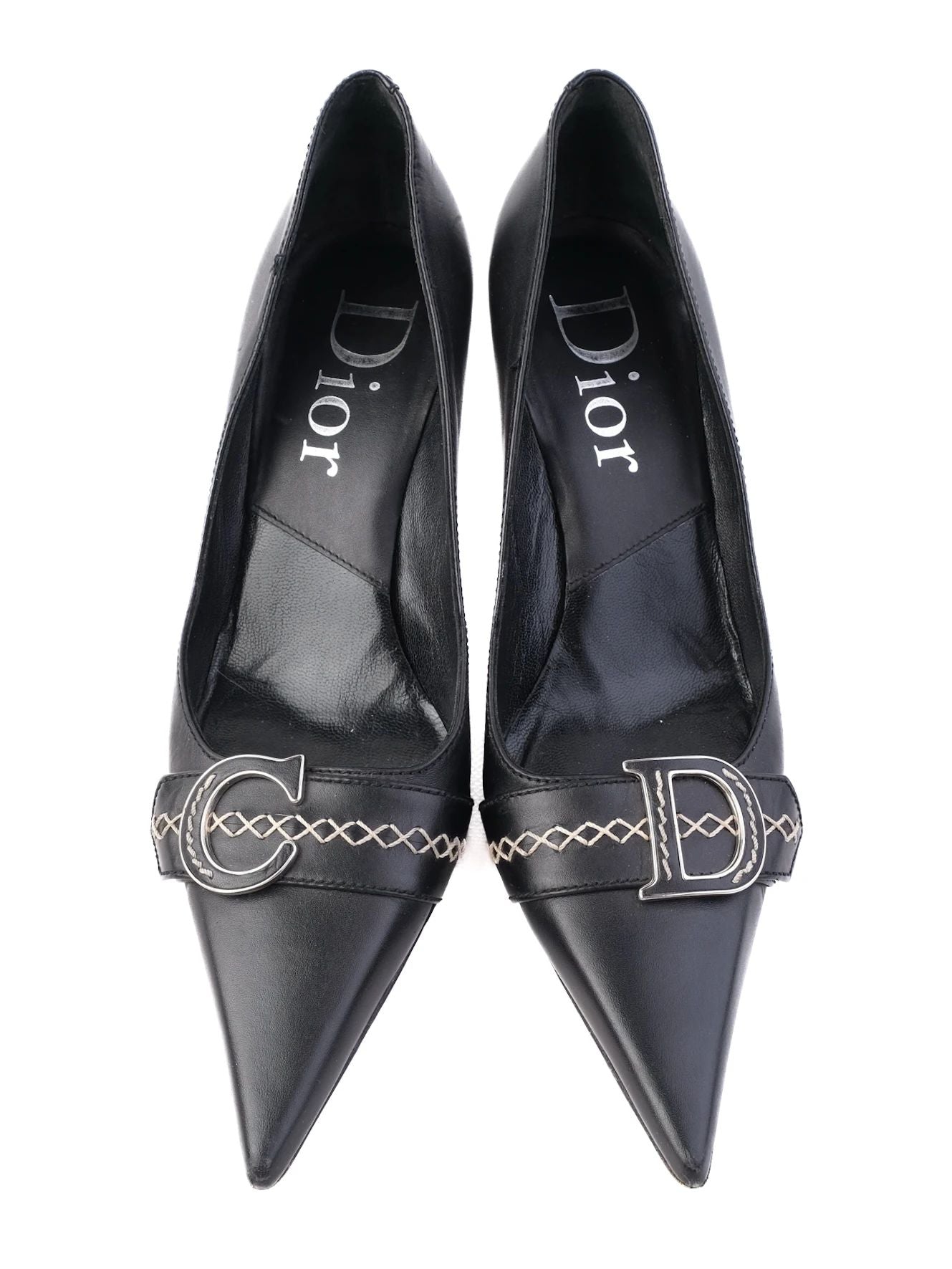 Excellent Dior Black Leather High-Heeled Shoes Size 38