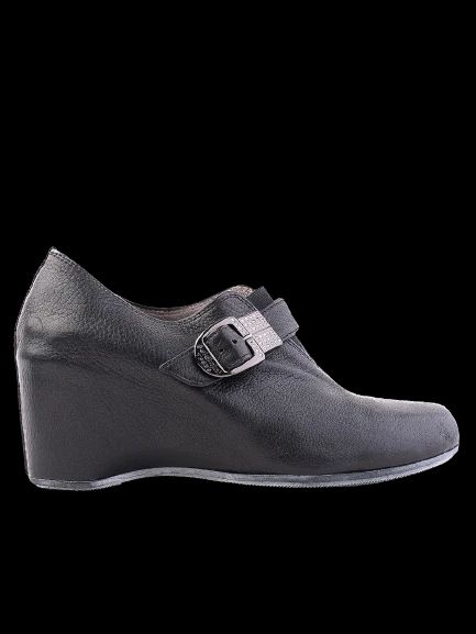 Perfect Baldinini Black Leather Wedge Shoes Size 36.5 with Buckle