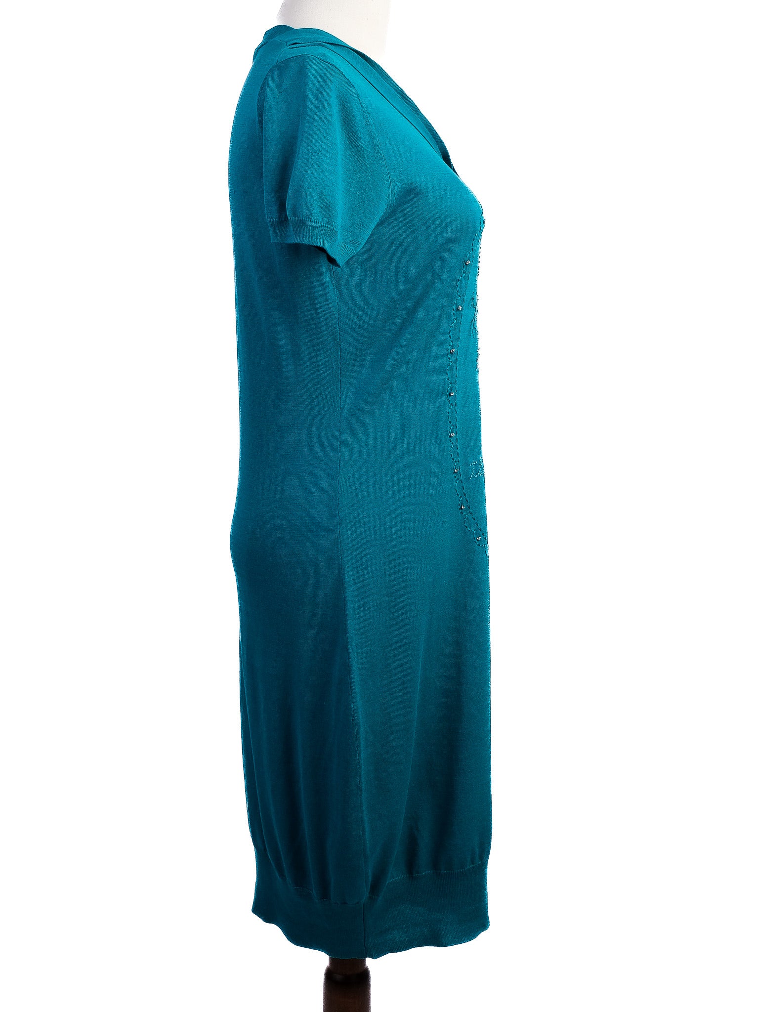 Excellent Iceberg Green Silk Dress Size S with Unique Design
