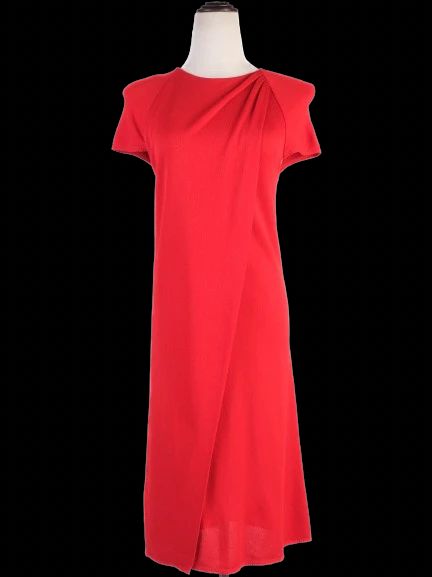 Excellent Louis Vuitton Red Viscose Dress Size XS with Zip Closure