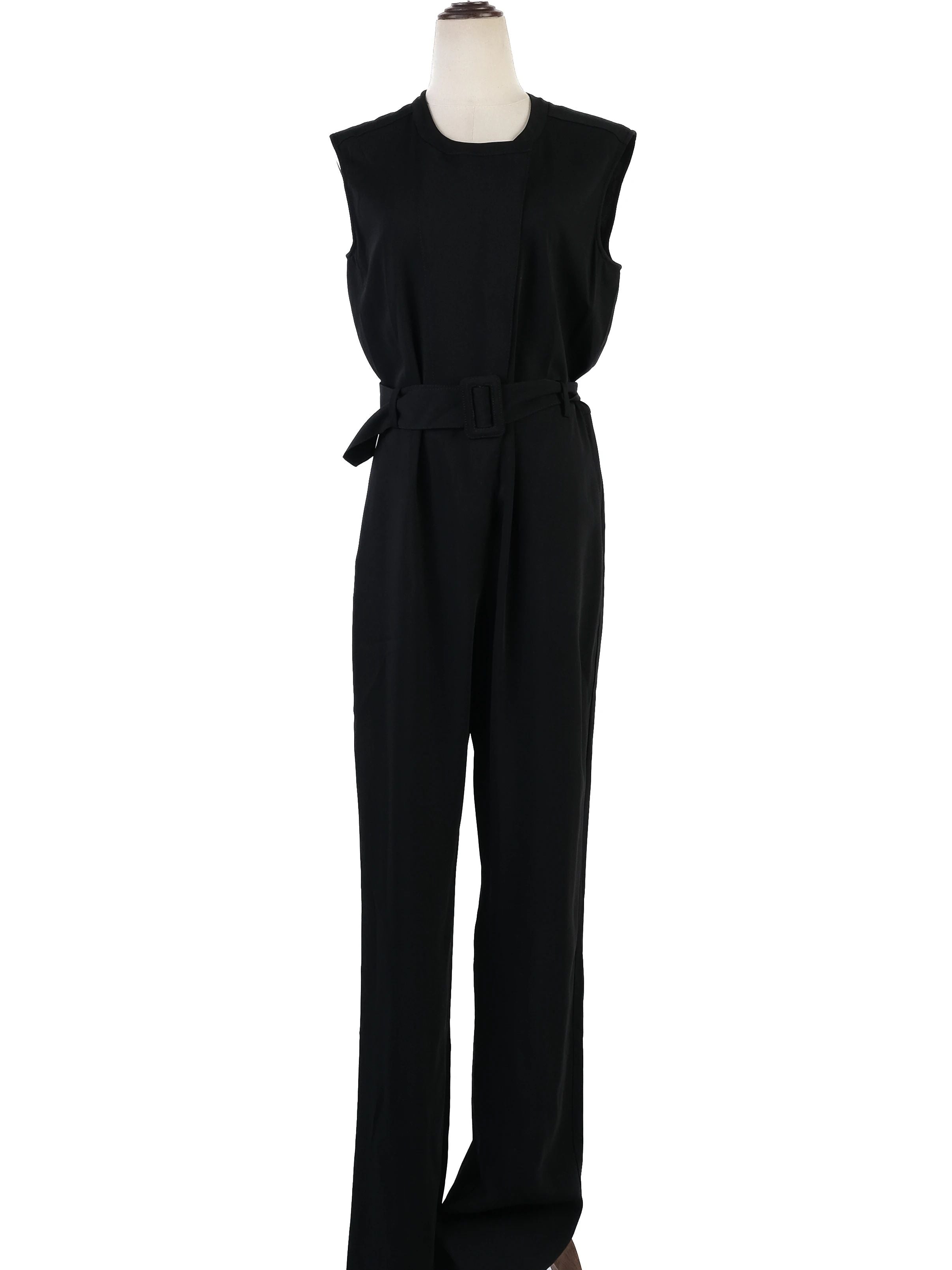 Excellent Maison Margiela Black Polyester Sleeveless Jumpsuit Size XL