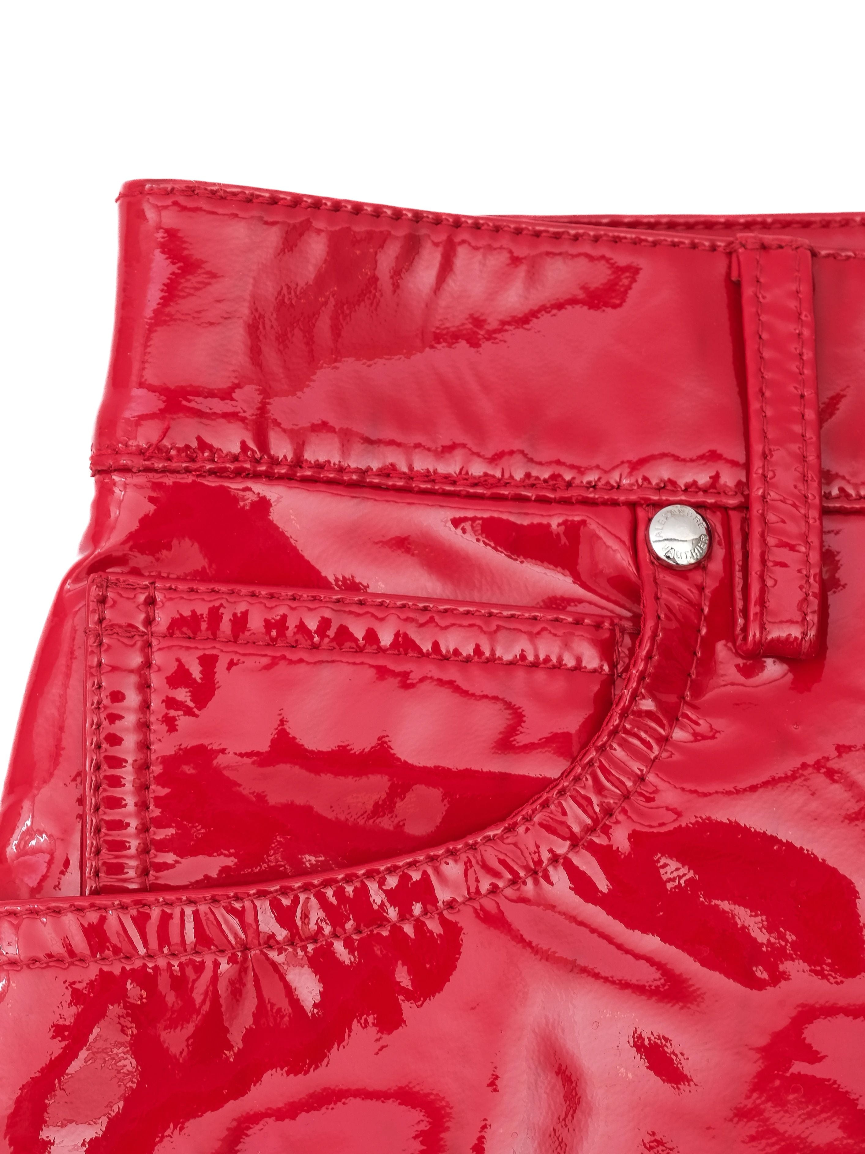 Excellent Alexandre Vauthier Red Mini Skirt Leather with Pockets