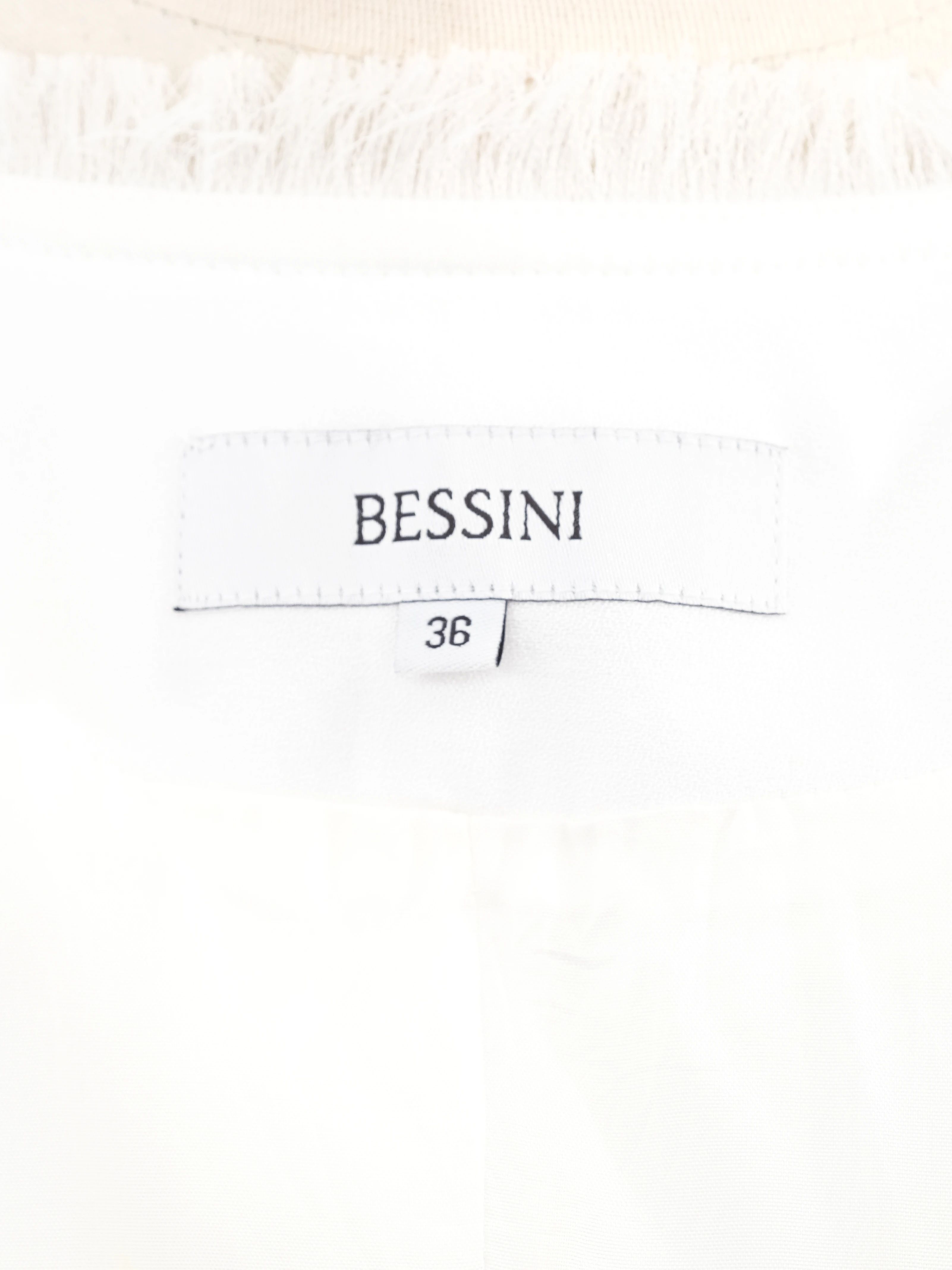 Average Bessini White Viscose Jacket Size XS with Decorative Stitching