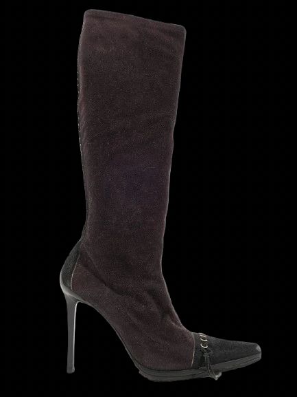 Excellent Casadei Black Leather High-Heeled Boots Size 38