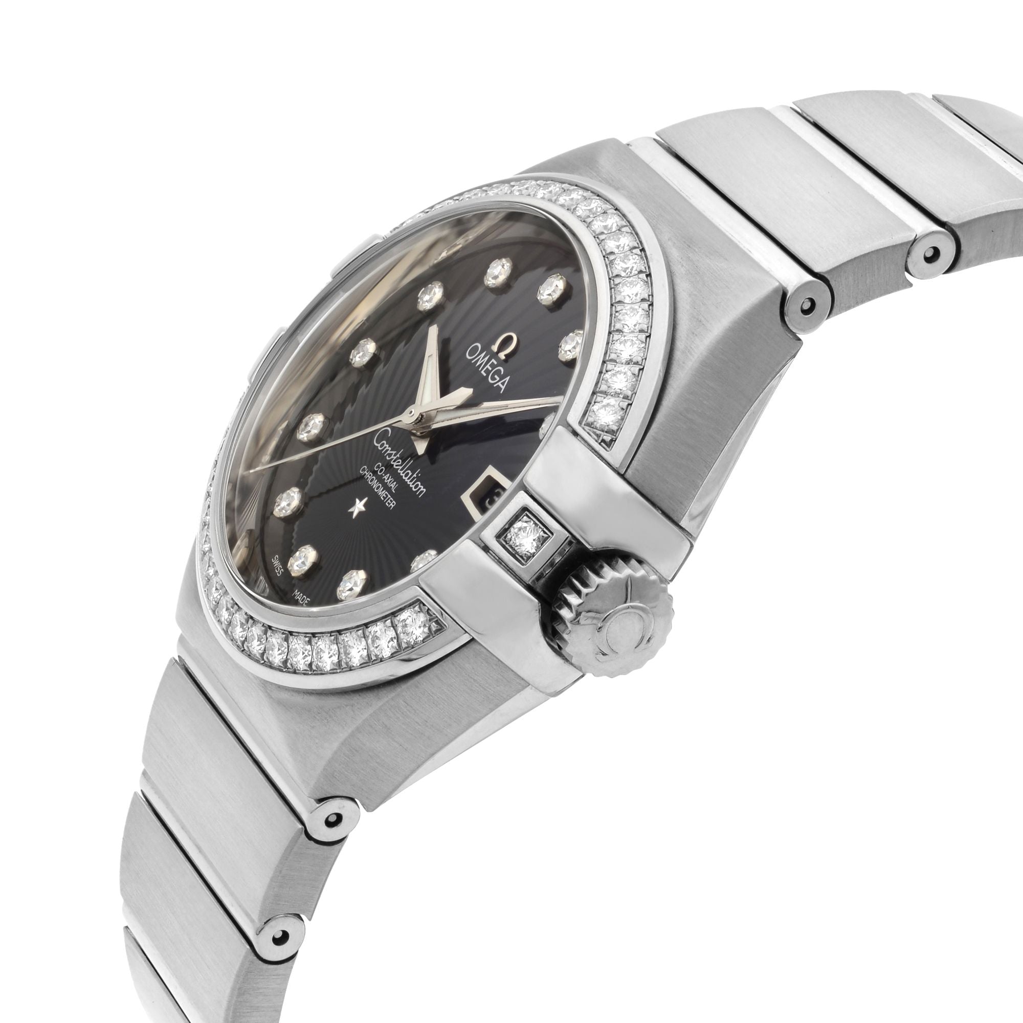 Omega Constellation 18K White Gold Black Dial Ladies Watch 123.55.31.20.51.001