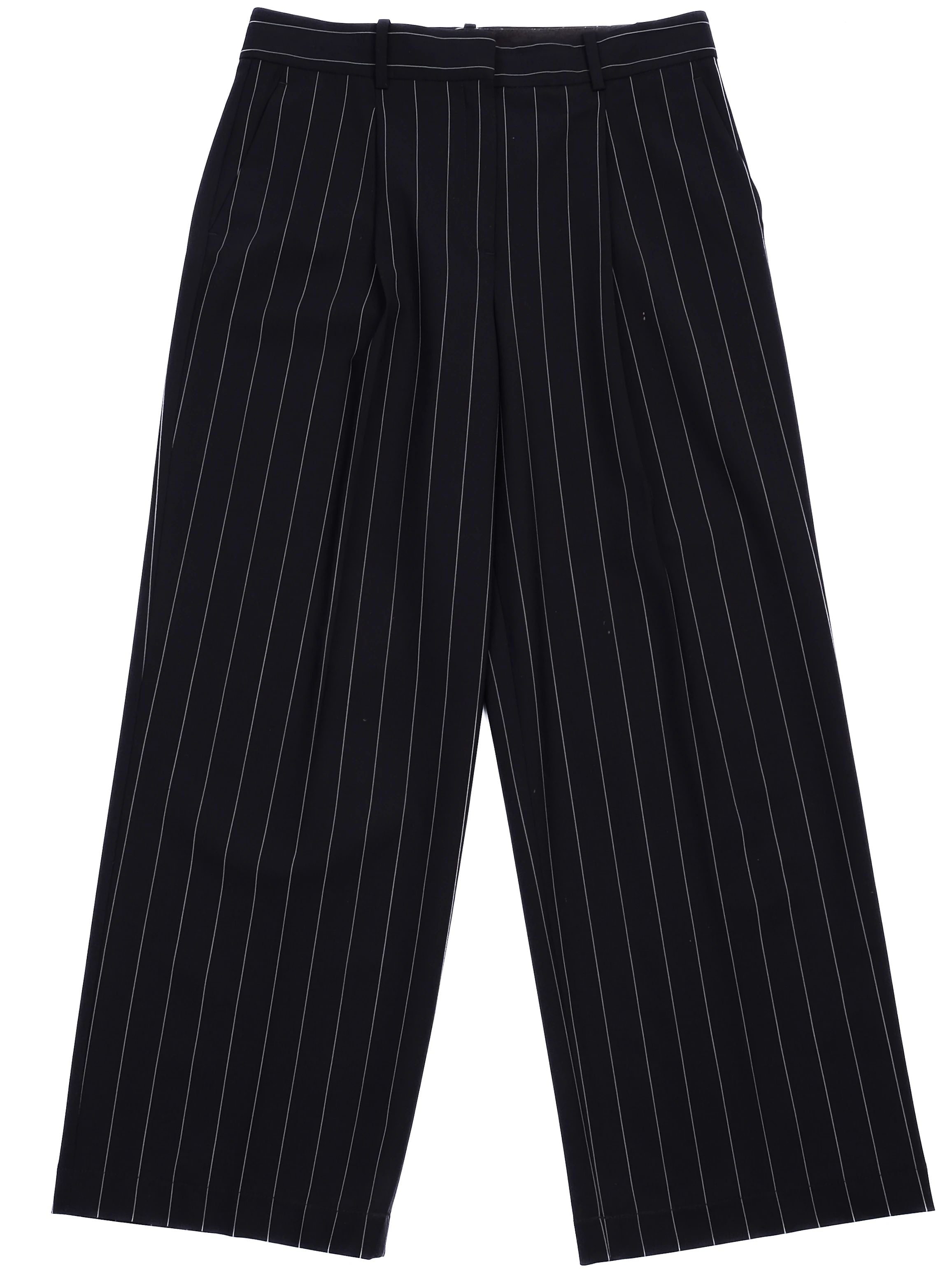 Excellent Theory Black Pinstripe Trousers Size S Wool