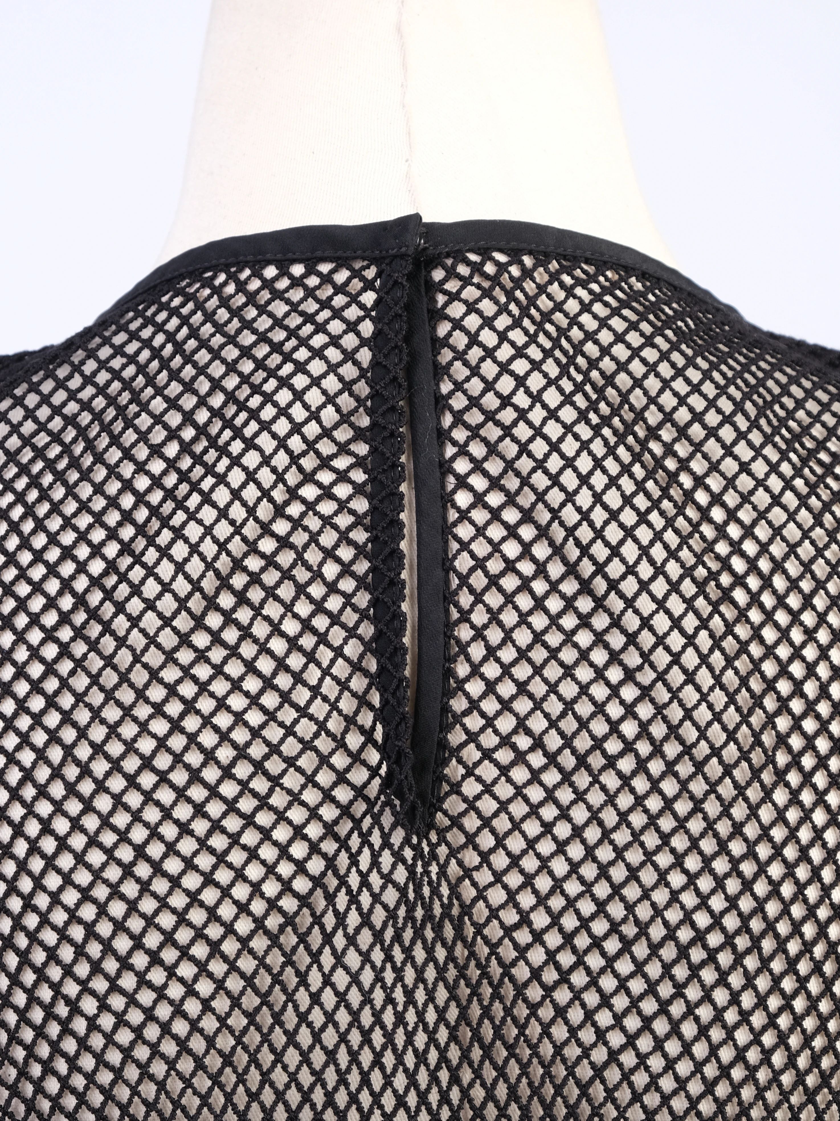 Excellent Dolce Gabbana Black Mesh T-Shirt Size M Silk