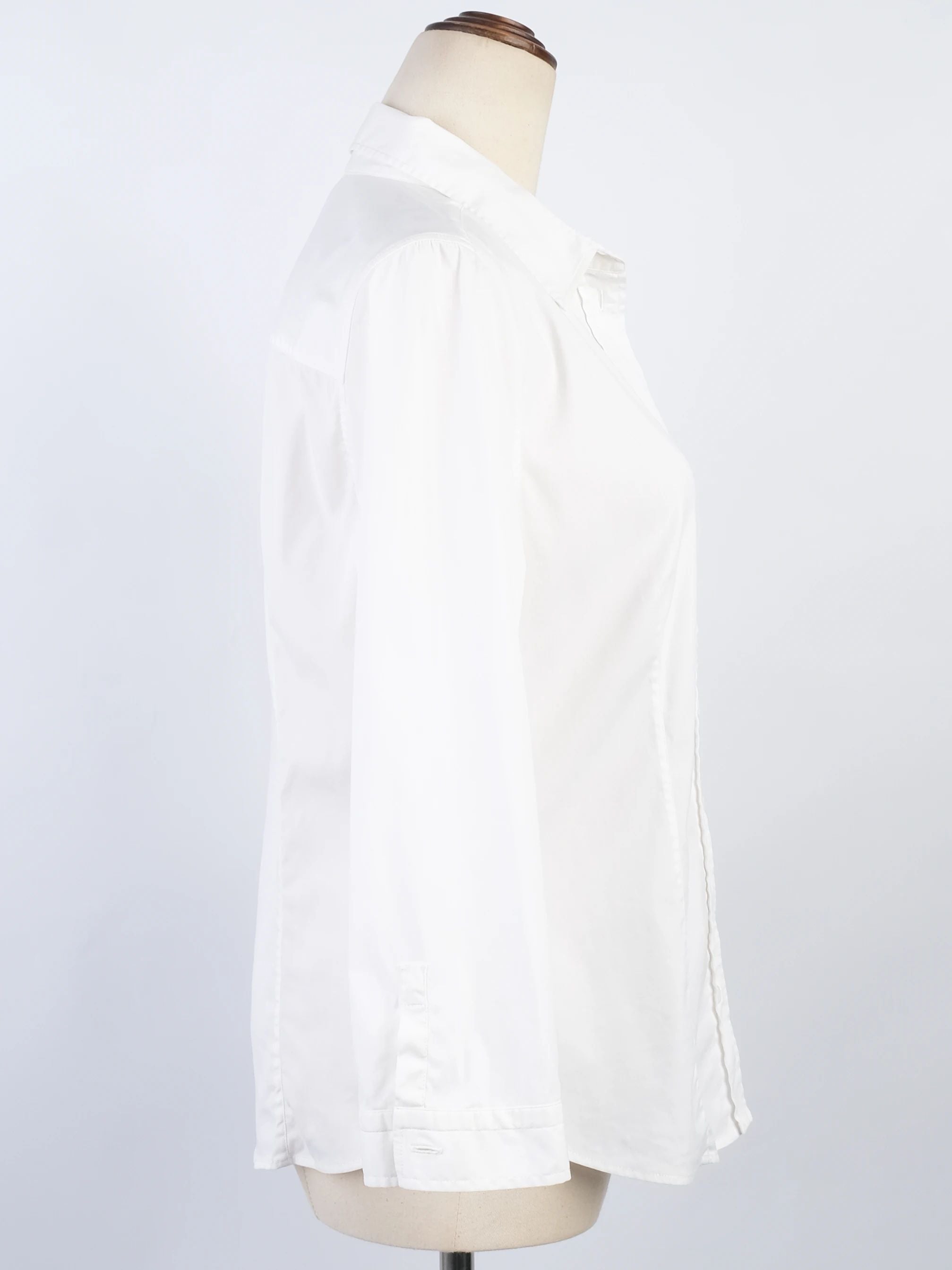 Excellent Prada White Nylon Button-Up Shirt Size L for Women