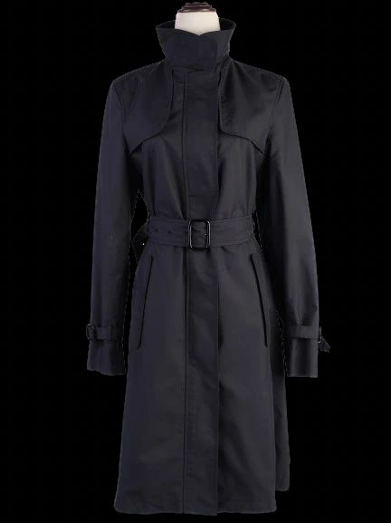Excellent Burberry Black Polyester Trench Coat Size S