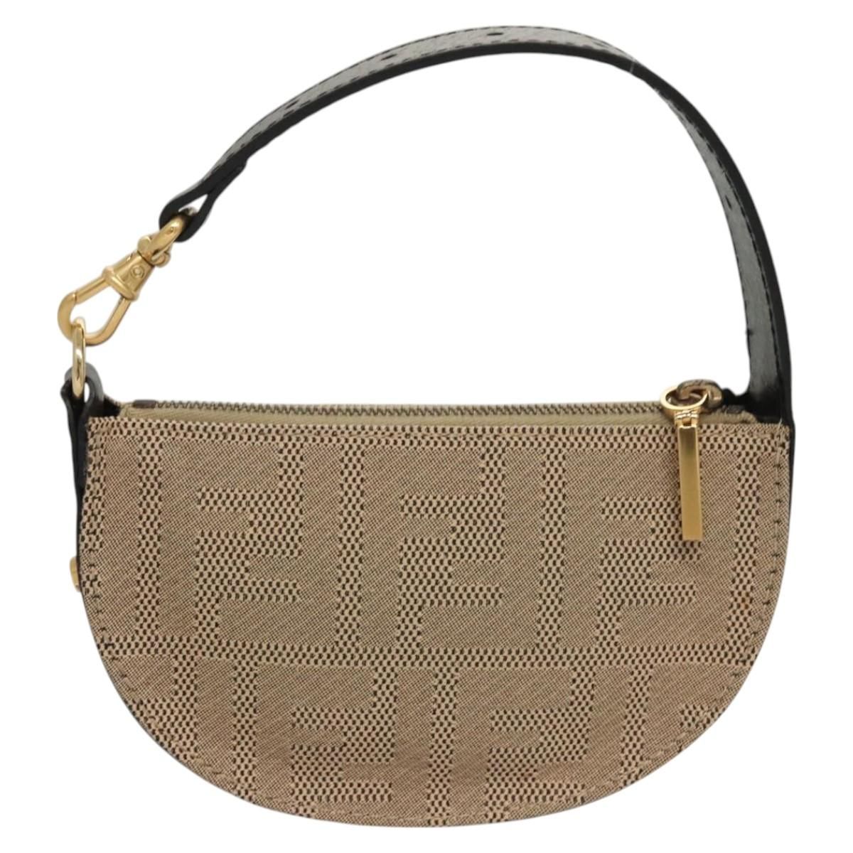 Fendi Zucca Canvas Accessory Pouch Beige Gold Auth