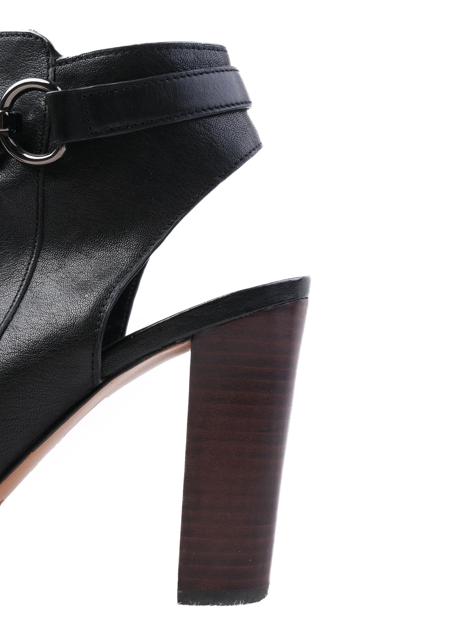Excellent Coach Black Leather Chunky Heeled Peep Toe Shoes Size 40