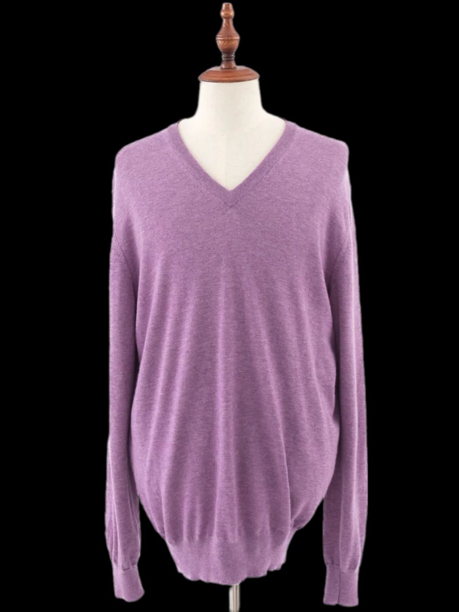 Excellent Ermenegildo Zegna Purple Cashmere V-Neck Sweater Size XL