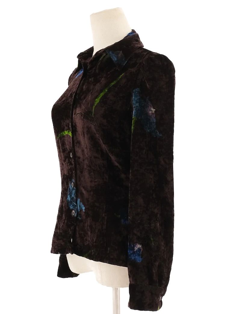 Excellent Sportmax Black Floral Blouse Size M Viscose Long Sleeve