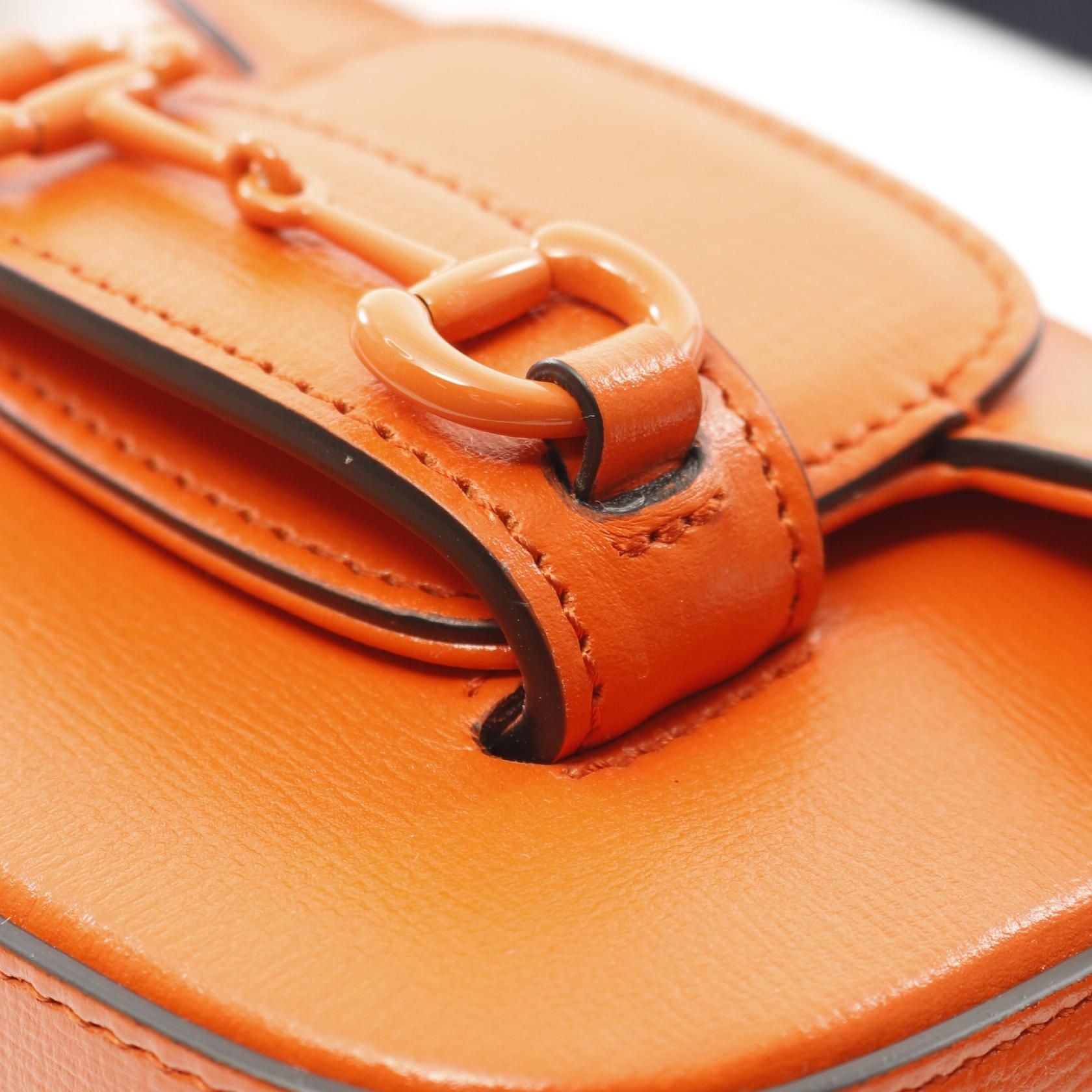 Gucci Mini Horsebit 1955 Shoulder Bag Orange Leather 726863