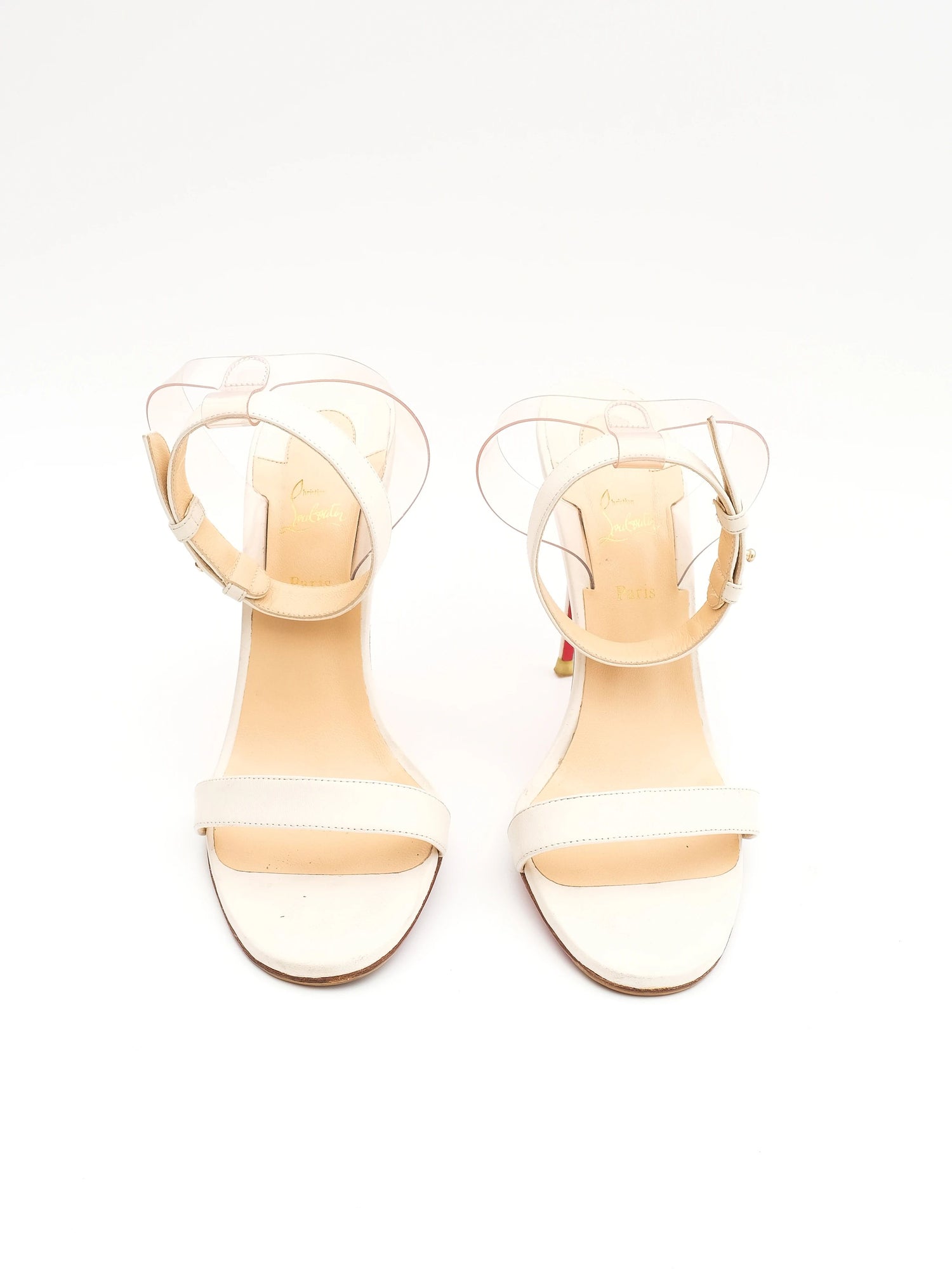 Christian Louboutin White Leather High-Heeled Sandals Size 38