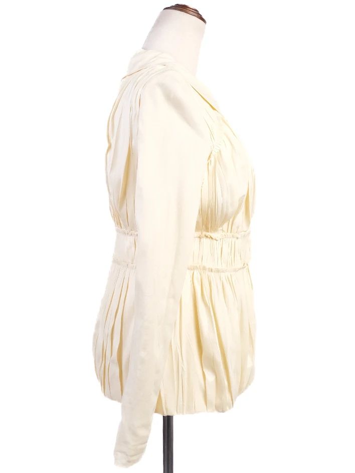 Excellent Alberta Ferretti White Pleated Blouse Size S Viscose